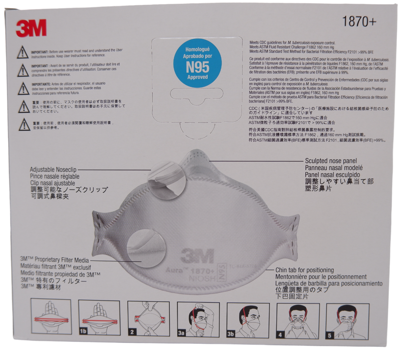 3M Aura N95微粒子用マスク(医療用)三つ折 (製品番号:1870+) 20枚入り