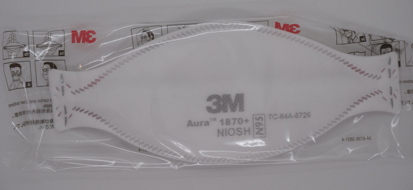 3M Aura N95微粒子用マスク(医療用)三つ折 (製品番号:1870+) 20枚入り